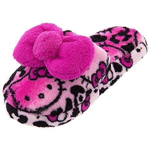 

Hello Kitty Girls' Big Dark Pink Hair Bow Fuzzy Slippers