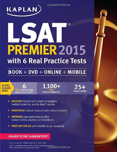 Kaplan LSAT Premier 2015 with 6 Real Practice Tests: Book + DVD + Online + Mobile (Kaplan Test Prep) by Kaplan