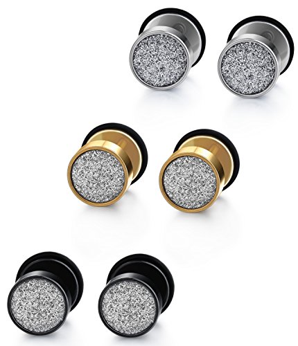 Jstyle Jewelry Stainless Steel Women Stud Earrings for Men Cool Ear Plugs Piercings 18G White Black Yellow