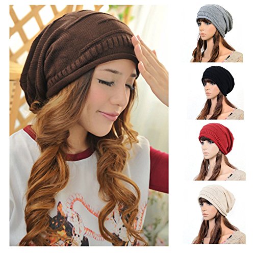 Women's Pearl Decoration Knitted Woolen One Ball Mesh Cover Up Hat