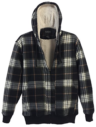 Gioberti Mens Checkered Flannel Hoodie Jacket with Sherpa Lining