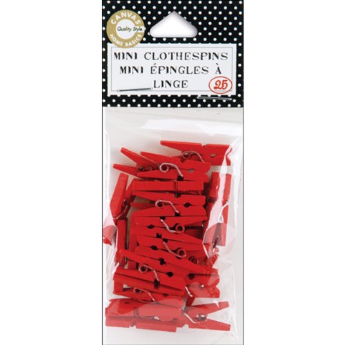 Canvas Corp Mini Clothespin 25-Pack: Red