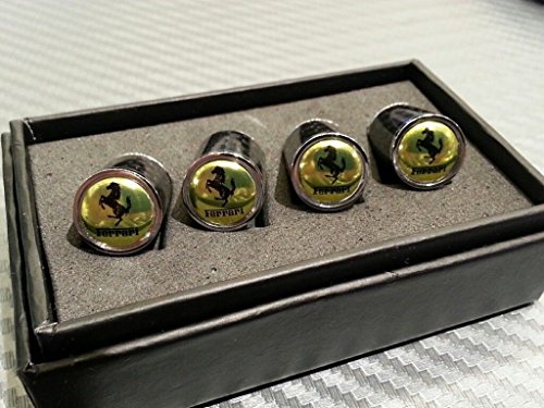 Ferrari Logo Emblem Full Carbon Fiber Tire Valve Stem Caps for all Ferrari models Perfect Fitment Gloss Finish CF Carbon Weave