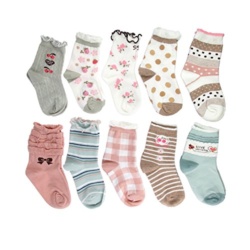 Deer Mum Little Girl Cute Fun Cotton Crew Socks(6 Pairs)