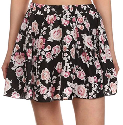 Simplicity Women's Floral Print Flared A-Line Pleated Short Skirt