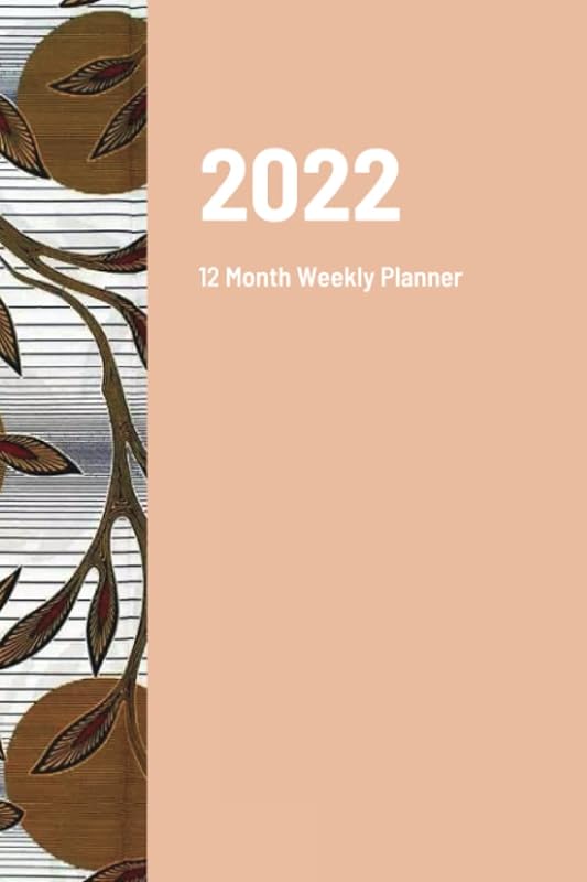 2022 Beige Flower African Print 12 Month Weekly Planner by K & B Meyer