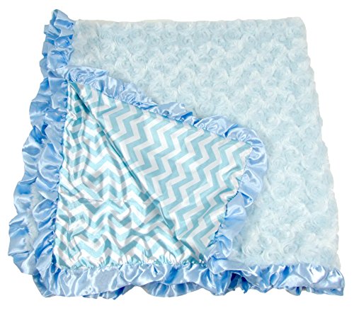 Algopix Similar Product 17 - Boys Baby Blue Chevron Print Minky Baby