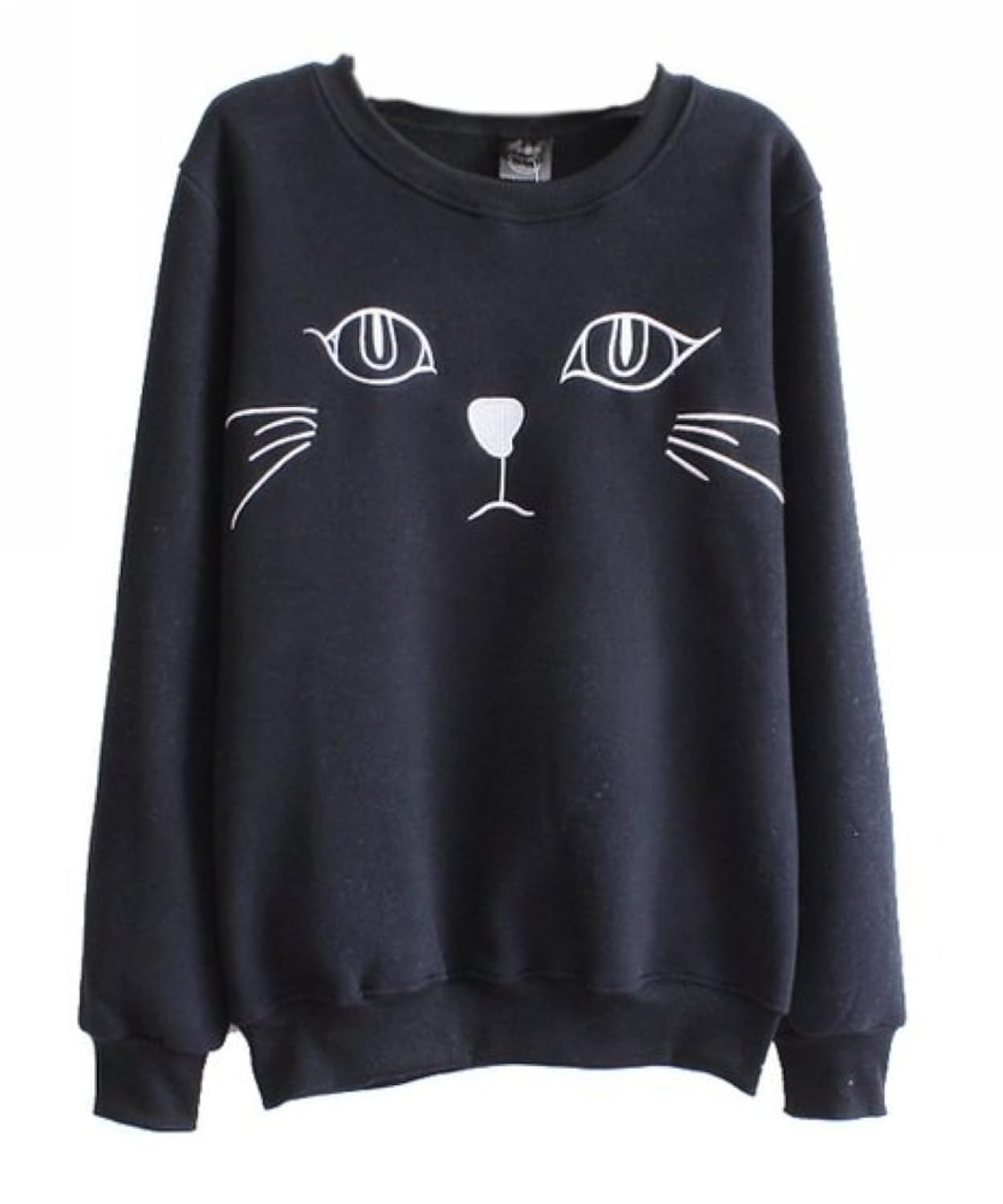 

Uget Women's sports loose long-sleeved round neck cat face sweatshirts