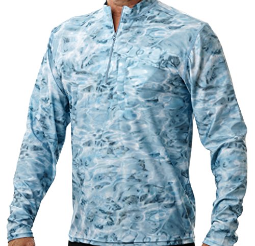Aqua Design Mens Water Camo 1/4 Zip Long Sleeve Sun Protection Loose Fit Shirt