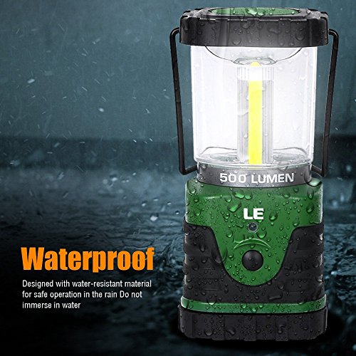 LE 500lm Outdoor LED Lantern, 3 Modes, Portable, Battery Powered, IPX4, Shockproof/Skid proof, Home/Garden Lanterns for Hiking/Camping/Emergencies/Hurricanes/Outages - Image 4