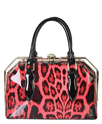Rimen & Co. Faux PU Leather Shinny Patent Animal Print Doctor Women's Purse Handbag BM-2577