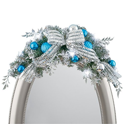 Algopix Similar Product 19 - Blue and Silver Frosted Evergreen Swag