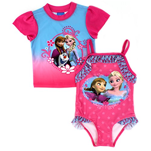 Disney Girls Swimsuit and Rashguard Swimwear Set (Toddler)