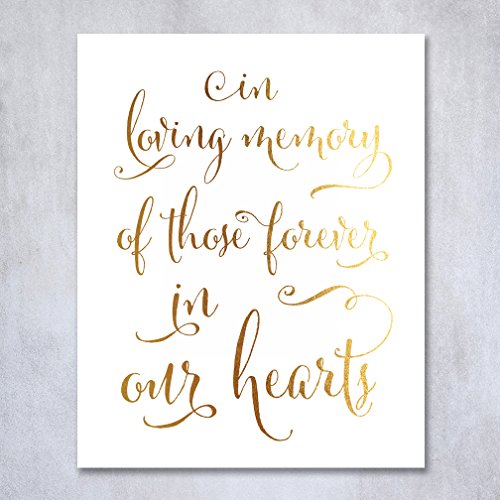 In Loving Memory Gold Foil Sign Art Print Wedding Reception Signage Family Member Memorial Remembrance Poster Decor