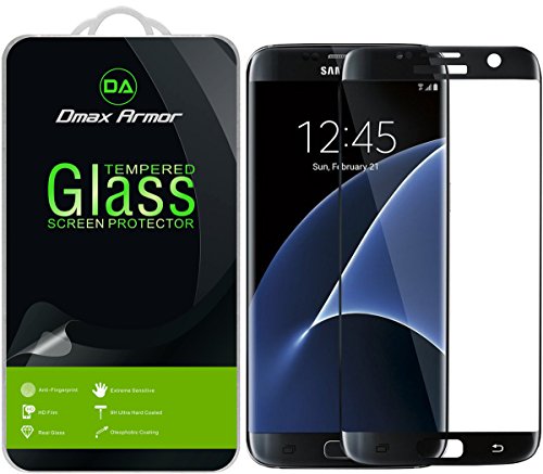 Samsung Galaxy S7 Edge Glass Screen Protector, [Full Screen Coverage] Dmax Armor® [3D Curved Tempered Glass] Anti-Scratch, Anti-Fingerprint, Bubble Free, (Black)