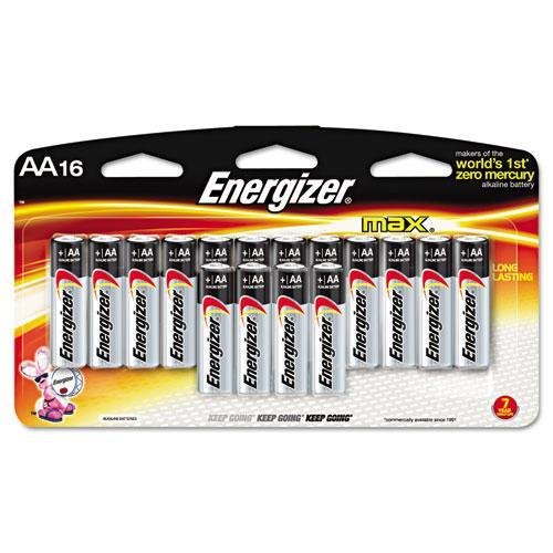 

ENERGIZER E91LP16 MAX Alkaline Batteries, AA, 16 Batteries/Pack