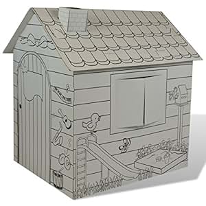 Amazon.de: Kinderhaus Spielhaus zum Anmalen 88x62x88cm Anmalhaus Papphaus Kartonhaus Malhaus ...