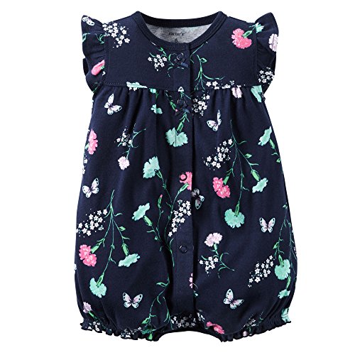 Carter's Girls L/S Snap-Up Cotton Romper; Navy