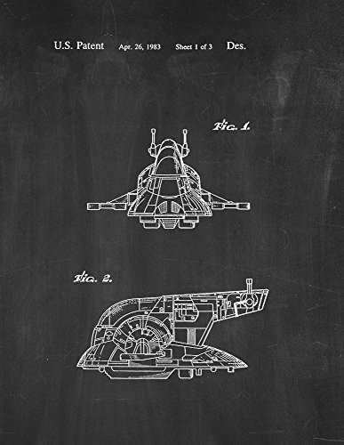 Star Wars Slave I Patent Art Print Chalkboard Poster (8.5