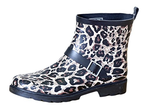 Capelli New York Women's Buckle Accent Waterproof Printed Rain Boots