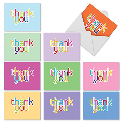 The Best Card Company M2363TYBsl 10 Assorted Blank Thank You Note Cards with White Envelopes