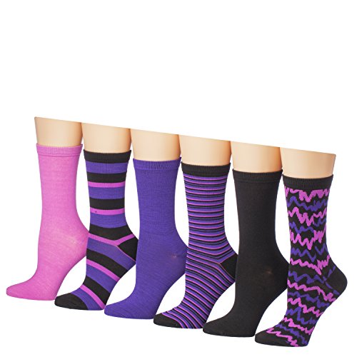 Tipi Toe Women's 12-Pairs Lightweight Solid Colored Crew Socks