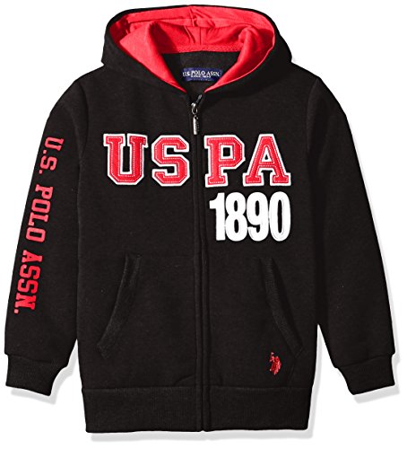 U.S. Polo Assn. Boys' Fleece Hoody, Black, 10/12