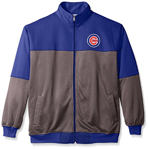 MLB Big and Tall Men's Poly Fleece Yoked Track Jacket with Wordmark Logo