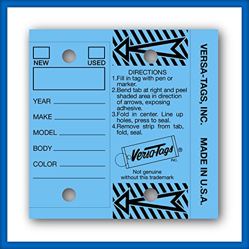 BLUE - Genuine Versa-Tag Key Tags, Self-Protecting (250 tags per box with metal rings)