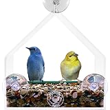Grateful Gnome - Giant Window Bird Feeder - Clear Acrylic House for Small or Large Wild Bird Like Finch and Cardinal - Best Modern Unique and Unusual Window Bird Feeder Out There - Cool (Virtually Squirrel Proof) Platform Tray Station for Backyard Window. Lifetime Guaranteed 8.5 X 5.5 X 7.5 INCHES.
