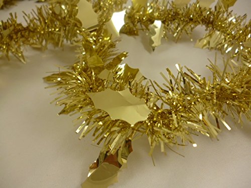 2 Meter Gold Christmas Lametta mit Holly – Christbaumschmuck