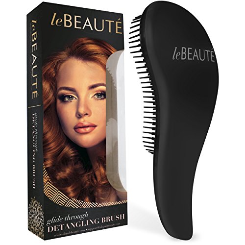 Le Beaute Detangling Hair Brush - Professional Salon Quality Wet and Dry Brush for Tangles w/ No Pain - Perfect For Thick, Wavy, Curly, or Thin Hair on Women, Girls and Kids - Black
