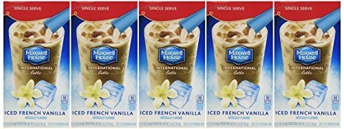 Maxwell House International Cafe Iced Latte Cafe-Style Beverage Mix, Single Serve Packets, French Vanilla 6 ea (pack of 5)