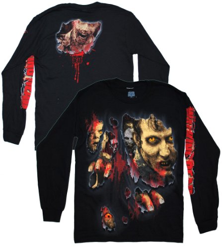 The Walking Dead Walkers Ripped Zombie Official Licensed Adult Long Sleeve Shirt