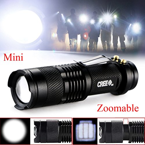 Enjoydeal Mini 1200Lm Bright CREE Q5 LED Adjustable Zoom Focus Flashlight Torch Black