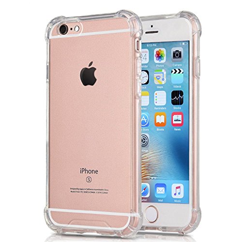 iPhone 6S 6 Case, MaxTeck AIR CUSHION Transparent Rubber Case [Clear Grip] Slim Flexible TPU Bumper Cover for Apple iPhone 6S 6 Special Edition - All Clear