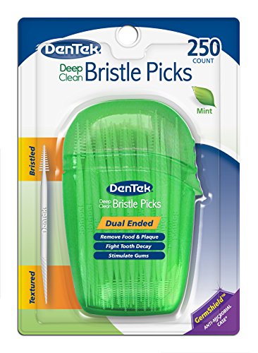 Dentek Deep Clean Bristled Picks, 250 Count (Pack of 6) (Colors May Vary)