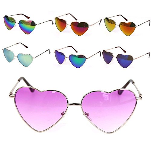 FUNOC® Retro Metal Frame Heart Shaped Shape Gradient Sunglasses Eyewear