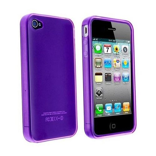 LE Purple TPU Flexible Case For Apple Iphone 4 4G