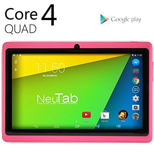 NeuTab® N7 Pro 7'' Quad Core Google Android 4.4 KitKat Tablet PC, HD 1024X600 Display, Bluetooth, Dual Camera, Google Play Pre-loaded, 3D-Game Supported (Pink)