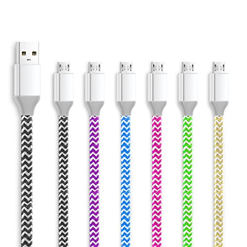 Eversame Micro USB Charger Cable 6ft, 6-Pack 1.8M High-Speed USB A Male to Micro B Sync Charge Cable with Aluminum Shell For Samsung Galaxy S6 Edge Plus, LG G Pro Lite