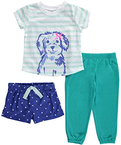 Carter's Baby Girls' 3 Piece Striped PJ Set (Baby) - Dog