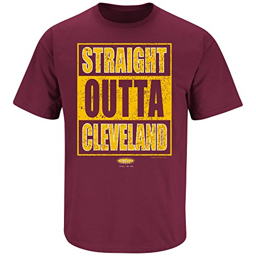 Cleveland Cavaliers Fans. Straight Outta Cleveland. Maroon T Shirt (Sm-5X)