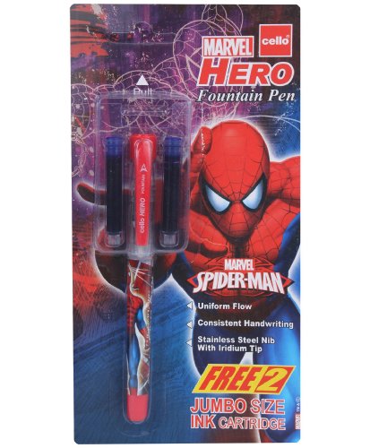 Cello - Marvel Hero Fountain Pen Blue With 2 Ink Cartridge (Pack Of 2)