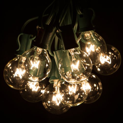 25 Foot G40 Globe Patio String Lights with Clear Bulbs for Outdoor String Lighting (Green Wire)