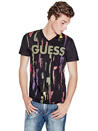 GUESS Men's Primo Paint Stroke V-Neck Tee