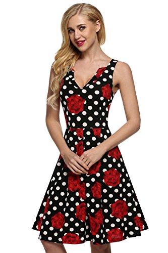 ANGVNS Women's Sleeveless Solid Fit and Flare A Line Party Cocktail Dress
