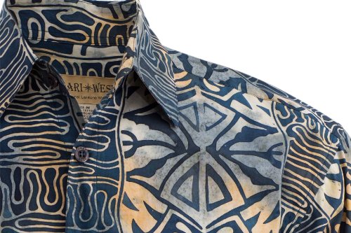

Geometric Evening Cotton Hawaiian Batik Shirt By Johari West