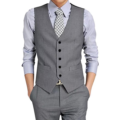 Honeykoko Men's Casual Waistcoat Business Dress Suit Vest Top