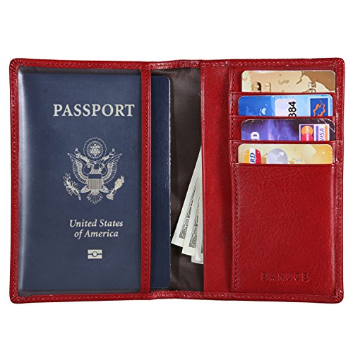 Banuce Women's Italian Vegetable Tanned Leahter Passport Cover